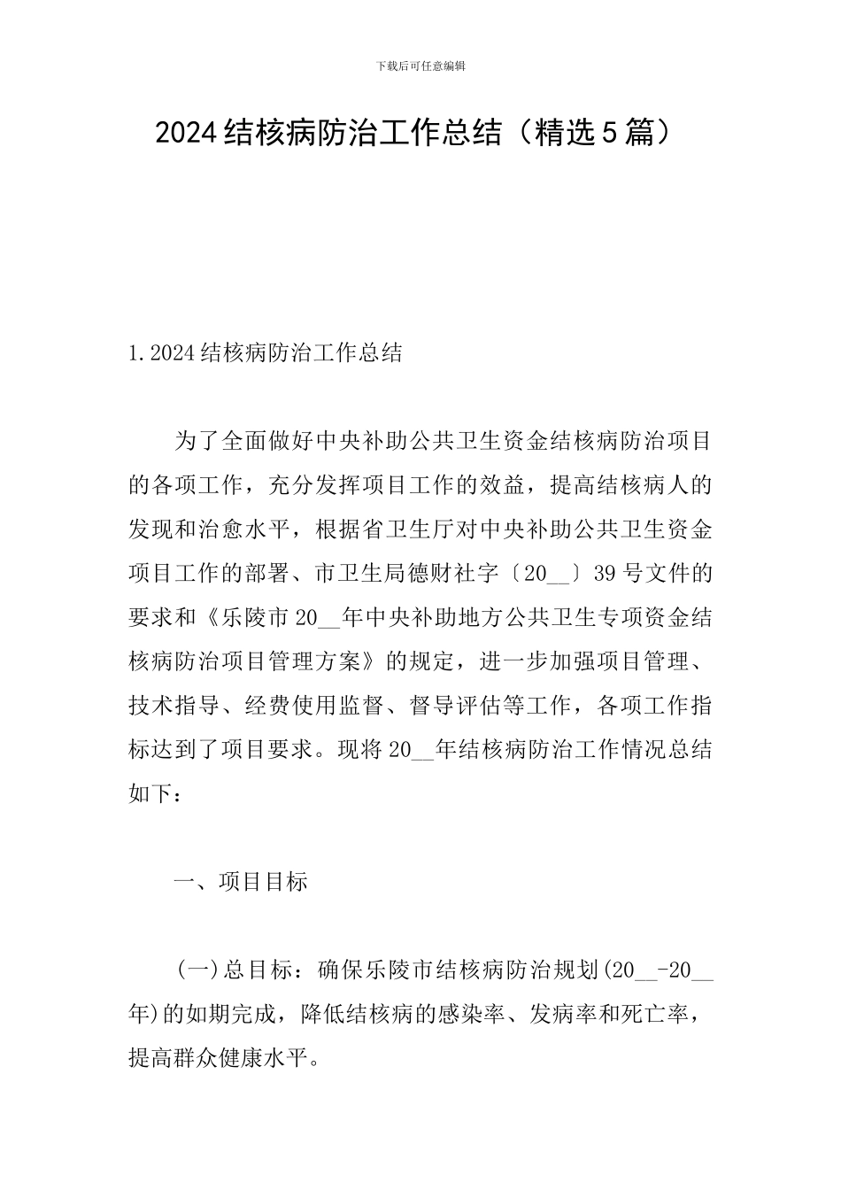 2024结核病防治工作总结_第1页