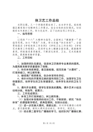 体卫艺工作总结