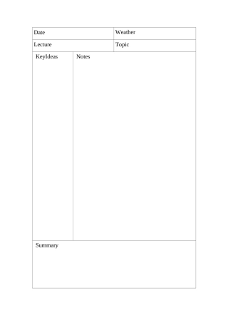 康奈尔笔记模板 中英双版