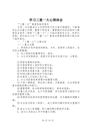 学习三重一大心得体会 