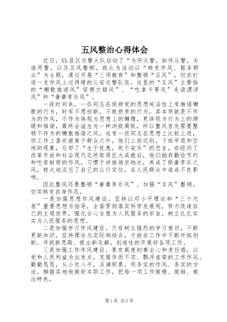 五风整治心得体会