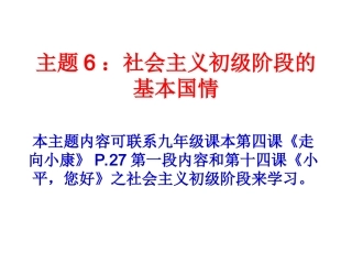 主题6：社会主义初级阶段的基本国情