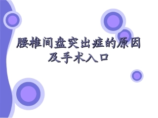 腰椎间盘突出症的原因与手术入口(1)