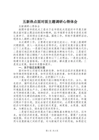 五新热点面对面主题调研心得体会