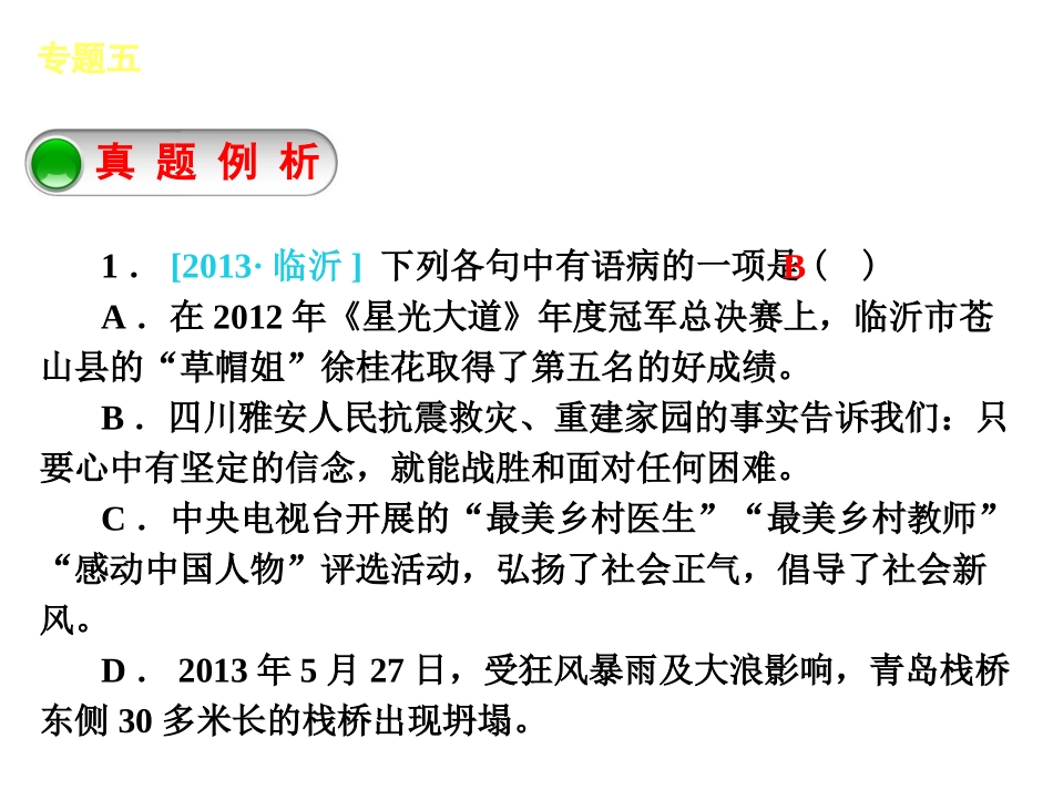 中考语文专题复习【5】病句的辨析和修改课件_第3页
