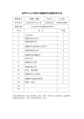 直罗中心小学校本课题研究结题目录