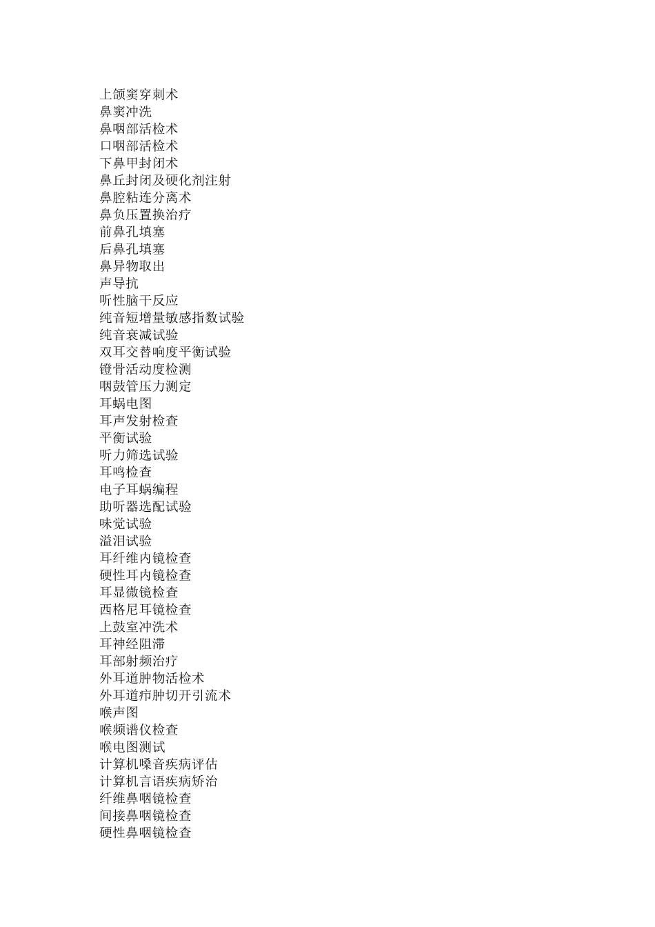 耳鼻喉科第一类医疗技术目录_第2页
