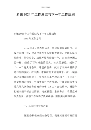 乡镇2024年工作总结与下一年工作规划