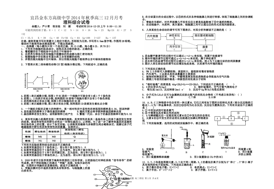 高三12月理综试题_第1页