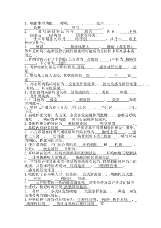 耳鼻咽喉填空