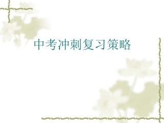 中考冲刺复习策略