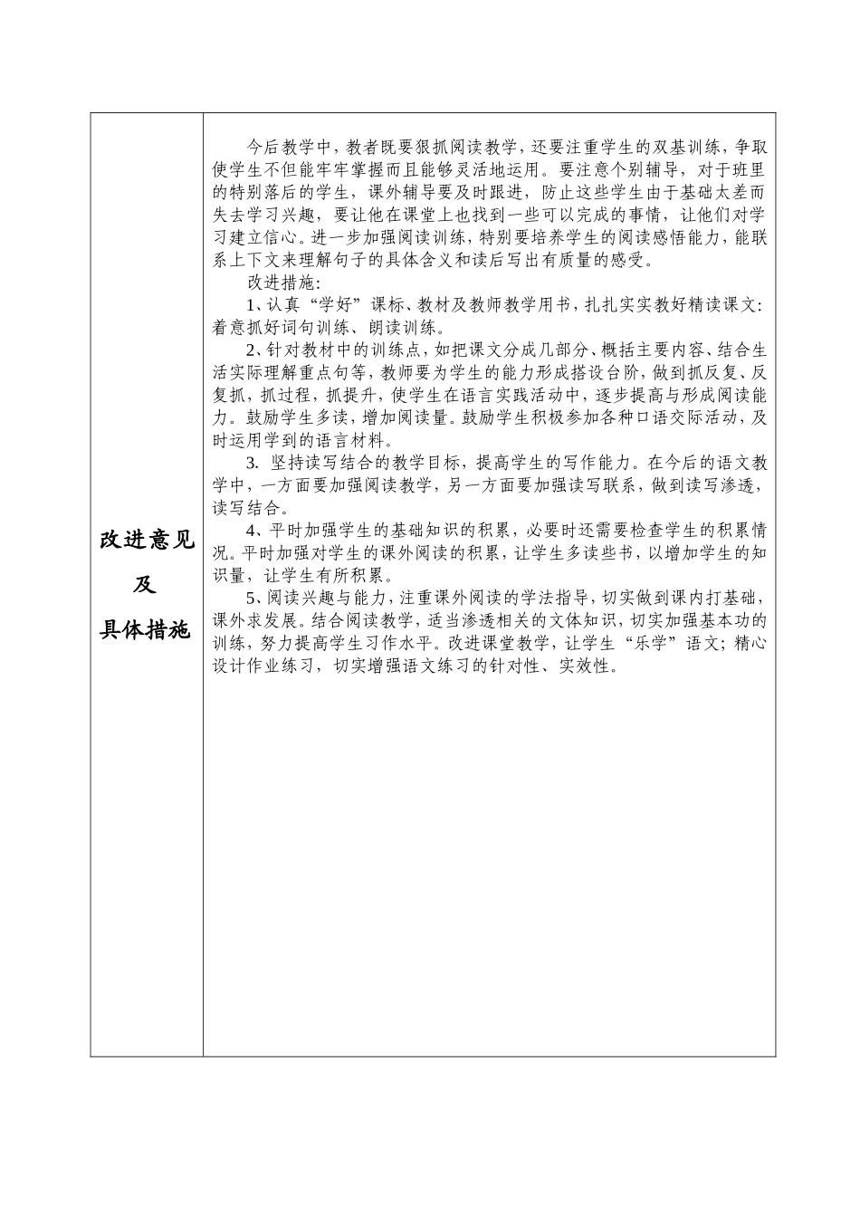 小学六年级语文期中调研成绩质量分析表1_第3页