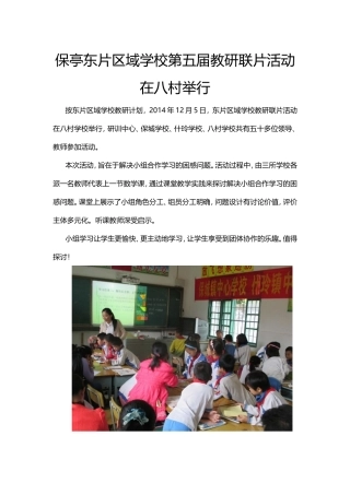 保亭东片区域学校第五届教研联片活动