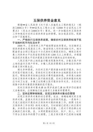 五保供养资金意见
