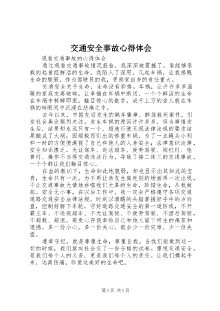交通安全事故心得体会 