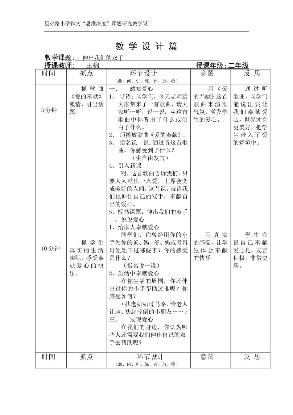 星火路小学作业“思维深度”教学设计篇王棉_第1页