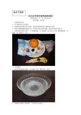 细胞模型制作创新