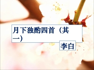 月下独酌四首(其一)
