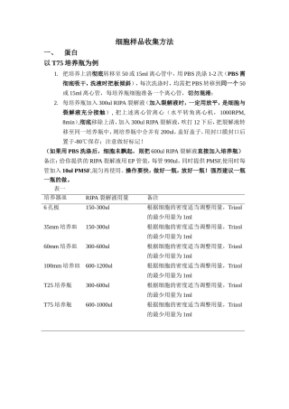 细胞样品收集注意事项