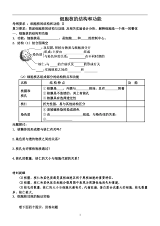细胞核的结构和功能学案