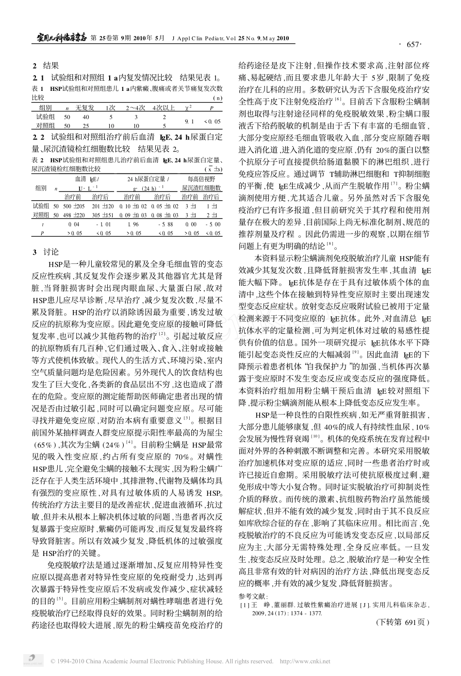 粉尘螨滴剂对螨性过敏性紫癜患儿的疗效_第2页