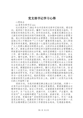 党支部书记学习心得 