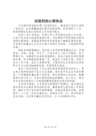 巡视利剑心得体会 