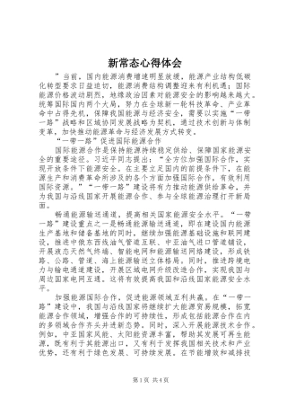 新常态心得体会 