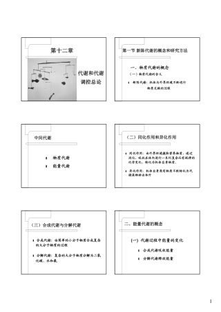第十章 代谢和代谢调控总论