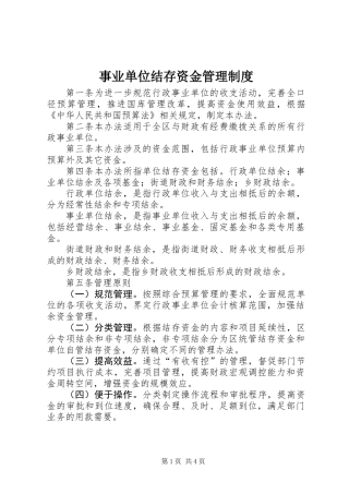 事业单位结存资金管理制度