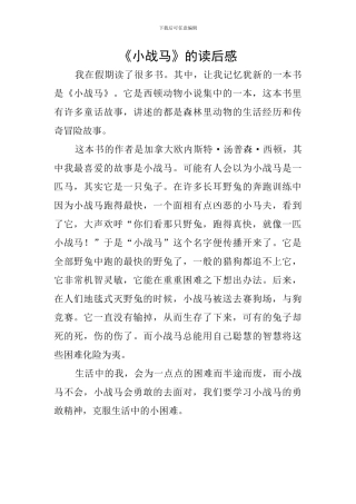 《小战马》的读后感