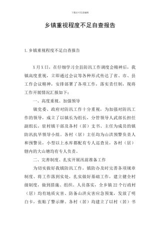 乡镇重视程度不足自查报告