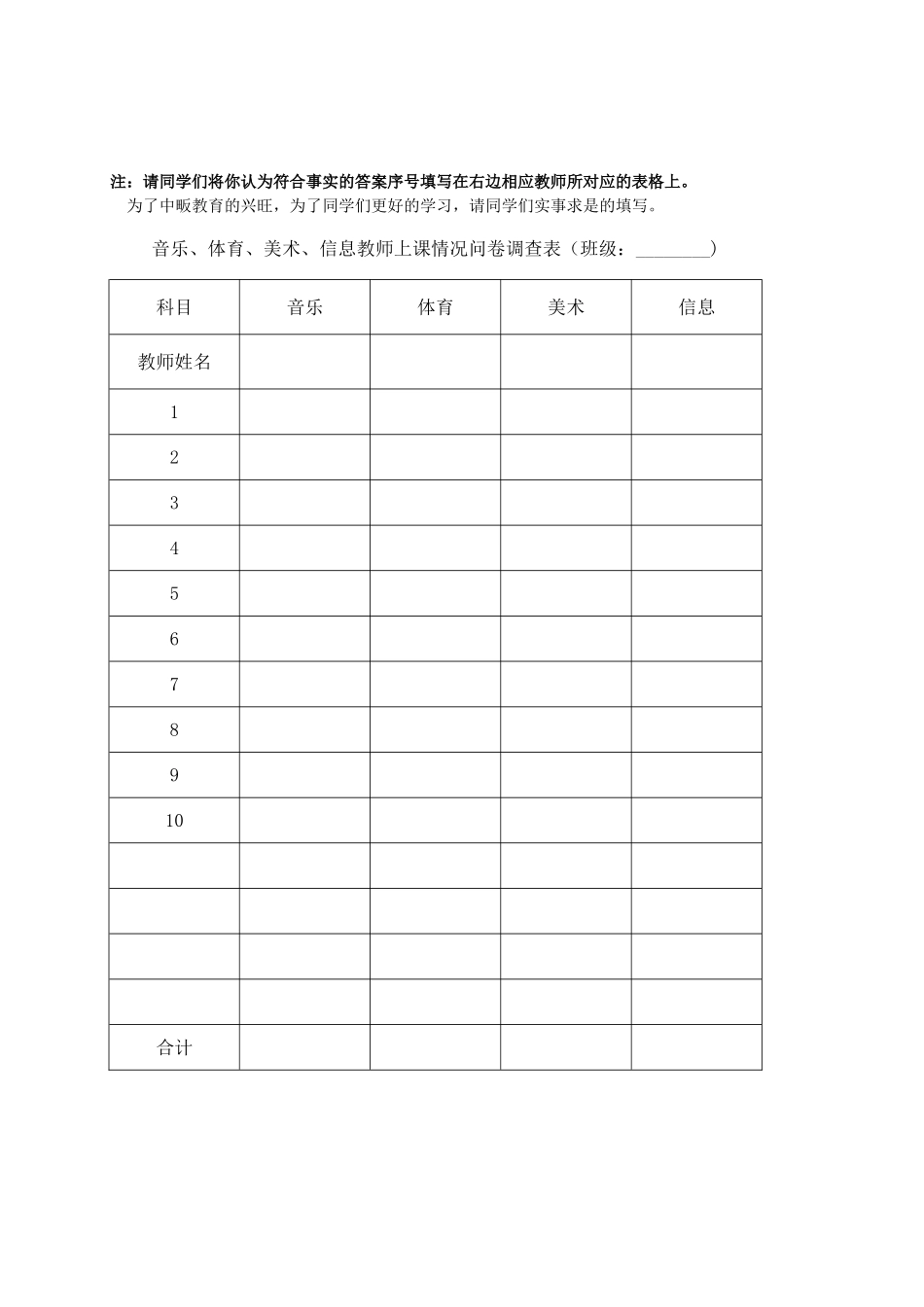 音体美教师上课问卷调查表_第2页