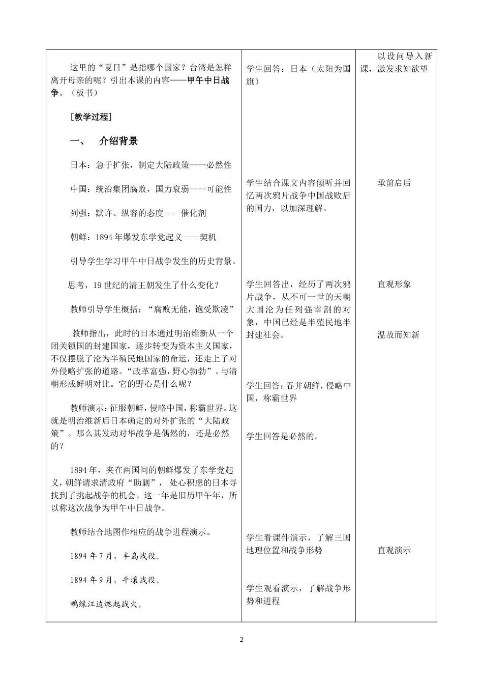 甲午中日战争教学设计_第2页