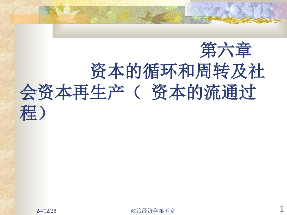 第六章 资本的循环和周转及社会资本再生产_第1页