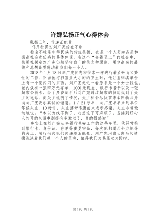 许娜弘扬正气心得体会 