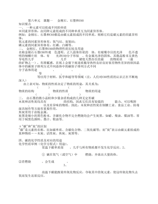 第六单元 课题一 金刚石`石墨和c60 知识要点