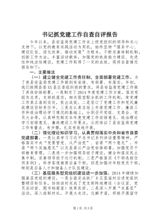 书记抓党建工作自查自评报告