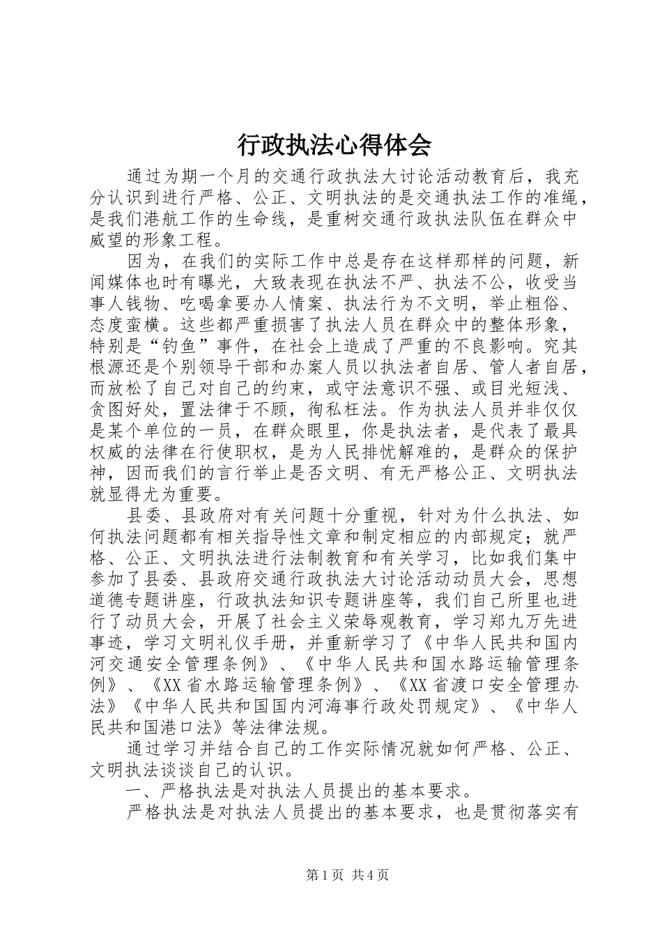 行政执法心得体会 _第1页