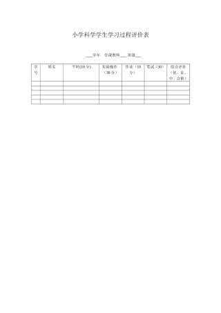 小学科学过程评价表MicrosoftWord文档
