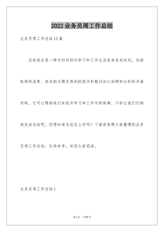 2024业务员周工作总结