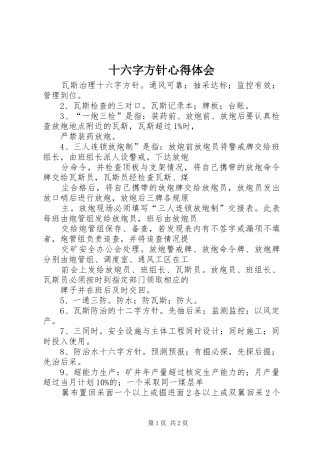 十六字方针心得体会 