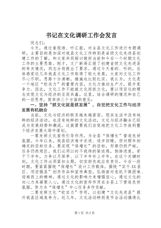 书记在文化调研工作会发言