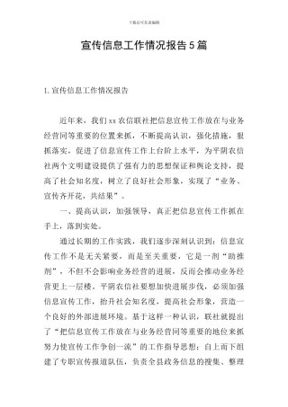 宣传信息工作情况报告5篇