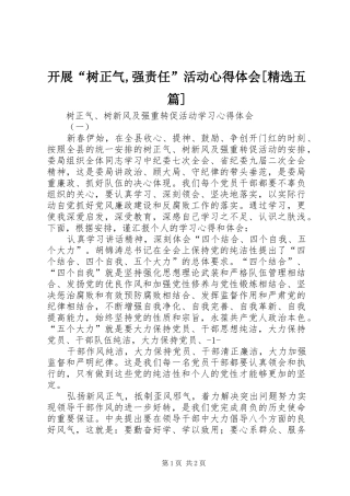 开展“树正气,强责任”活动心得体会[精选五篇] 