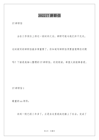 2024IT辞职信