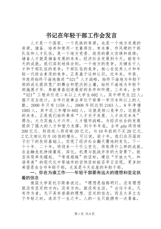 书记在年轻干部工作会发言