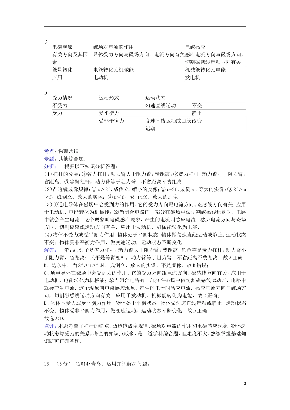全国各地2014中考物理分类汇编透镜及其应用_第3页