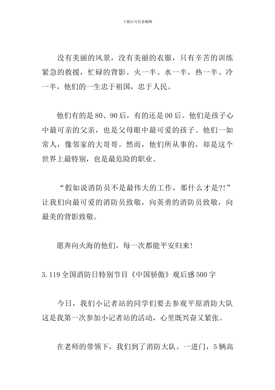 119全国消防日特别节目《中国骄傲》观后感500字5篇_第3页