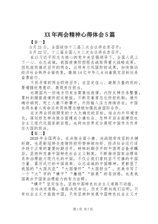 XX年两会精神心得体会5篇